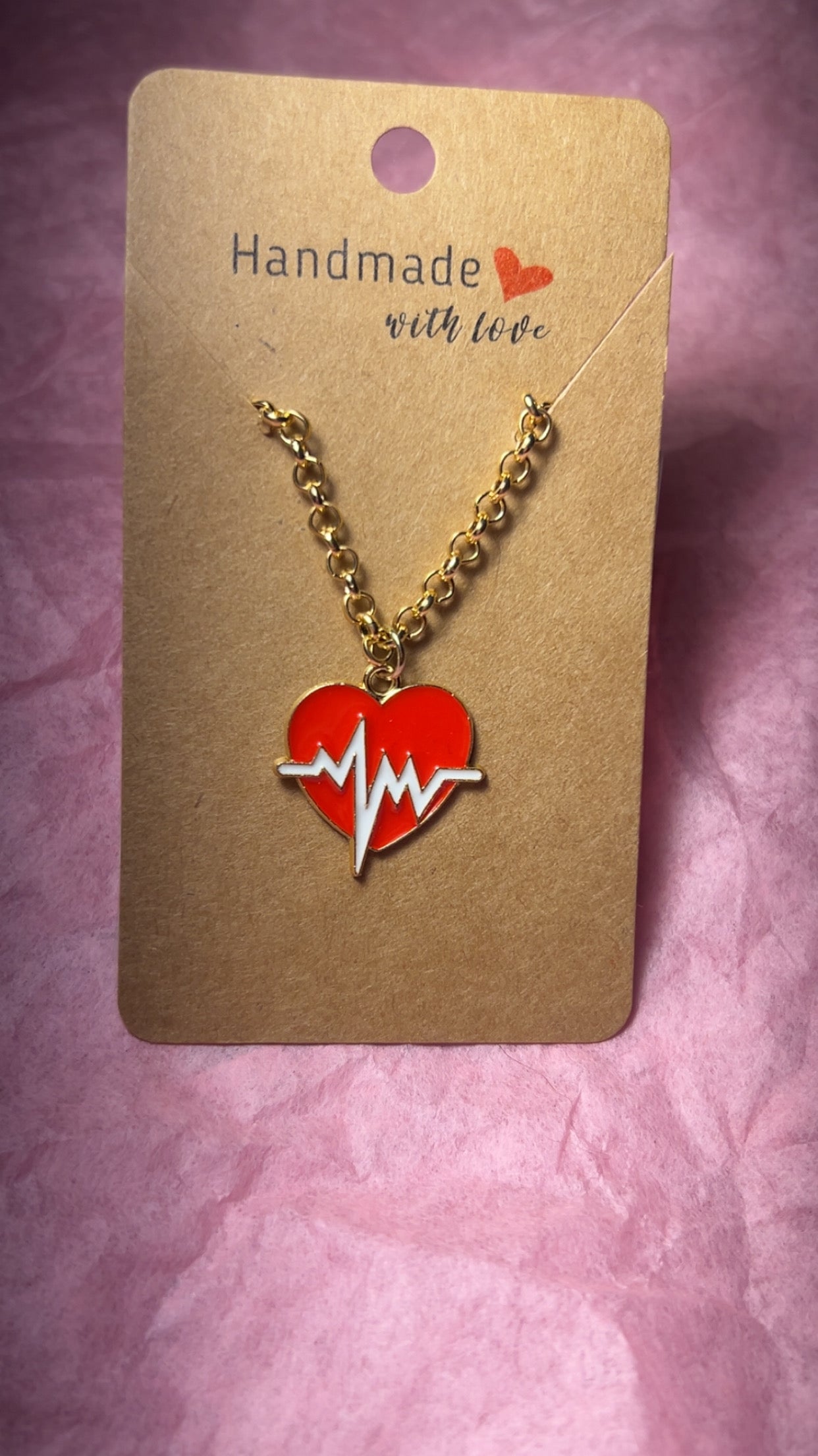 Gold Heart Rate Necklace