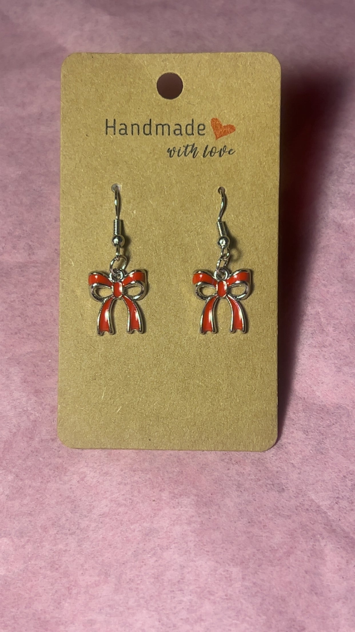 Red Silver Bow Earrings ❤️🎀