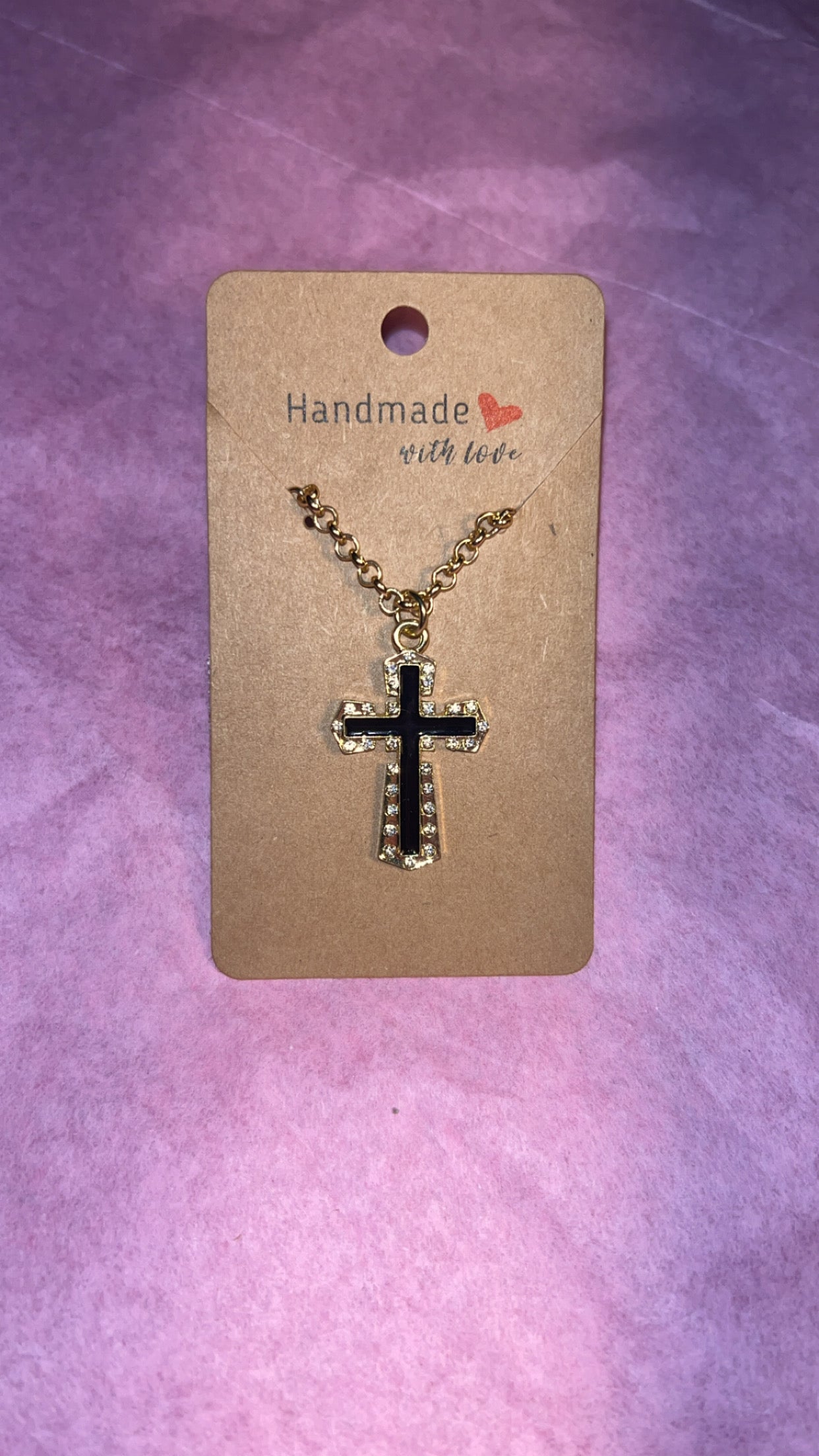 Black and Gold Cross Necklace ✨