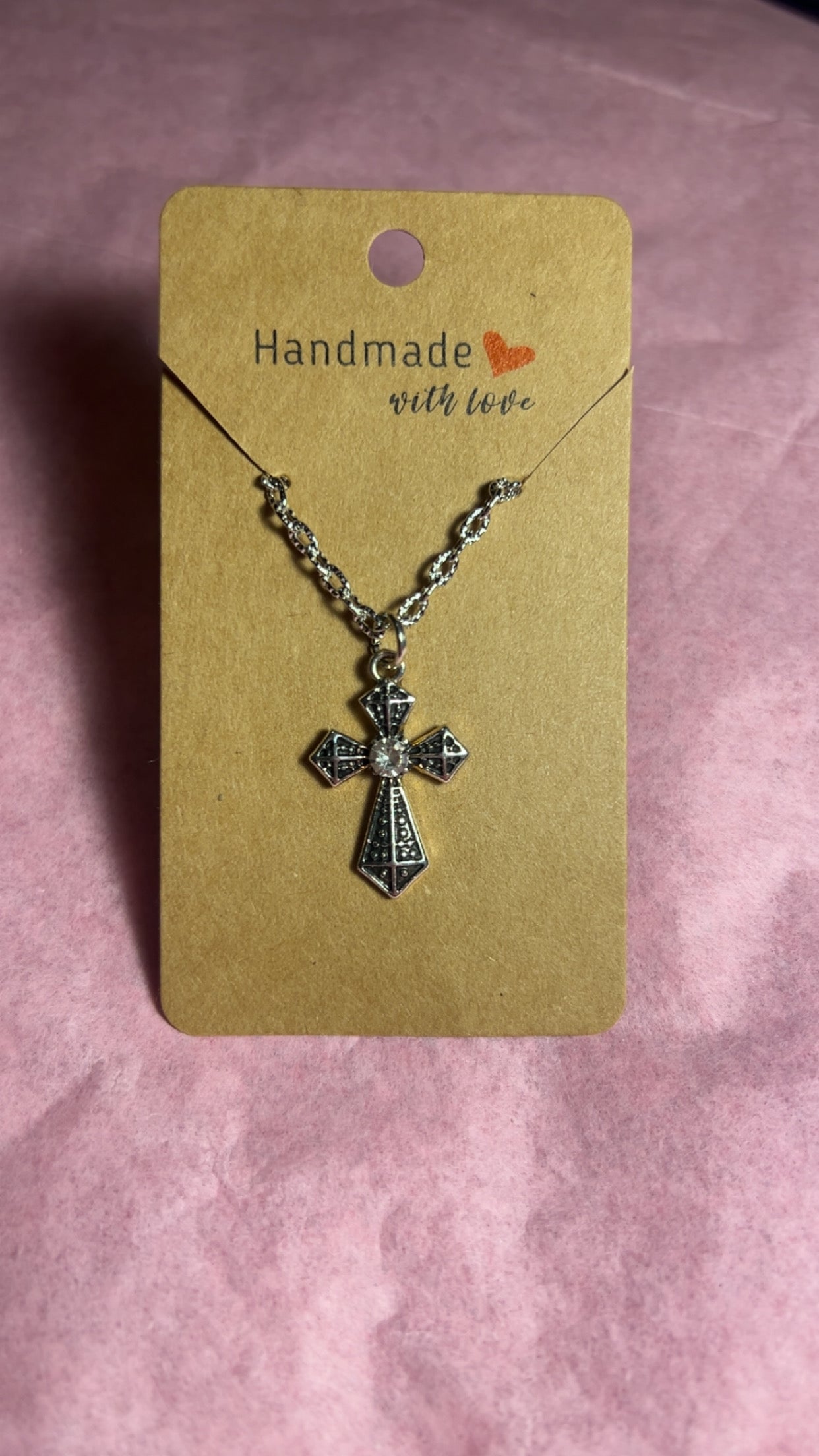 Black and Silver Cross Necklace